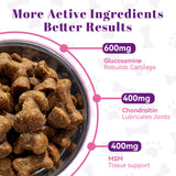 Glucosamine for Dogs Hip and Joint Support Supplement Chews, Chondroitin Joint Care for Dogs, Pain and Inflammation Relief with MSM, Turmeric, Vitamin C, Omega 3 -Chicken Flavor,for All Breeds-150 Ct