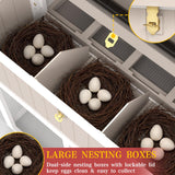 Large Chicken Coop Outdoor with Run, Expandable Hen House with 4 Nesting Boxes, Rabbit Hutch Poultry Bunny Cage for 2-4 Chickens with 4 Perches, Removable Tray and Ramp (56.3" L x 35.24" W x 52.8" H)