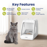 PawsPik Automatic Microchip RFID Cat Feeder, 16-Cup, White
