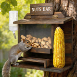 Large Size Hanging Squirrel Feeders for Outside Tree, One-Piece Squirrel Picnic Table Feeder, Funny Squirrel Feeder with Water Feeder, Wooden Chipmunk Feeder Box for Corn Peanuts, No Assembly Required