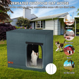 GASUR Large Heated Cat House for Outdoor Cats in Winter, Highly Elevated Base Waterproof & Insulated Feral Cat House, Warm Cat Shelter with Heating Pad Warm House for Outside Stray Barn Cat