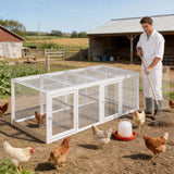 Large Chicken Coop Outdoor with Run, Hen House with Nesting Boxes, Rabbit Hutch Poultry Bunny Cage for 2-4 Chickens with Perches, Removable Tray (Extension Run 80.3" L x 33.5" W x 25" H)