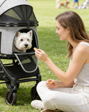 GTPLAYER Pet Stroller for Dogs & Cats, 3-in-1 Foldable Pet Strollers with Detachable Carrier, 360° Swivel Front Wheels & Rear Brakes, Up to 45 lbs, Grey