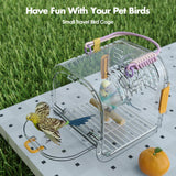 Small Bird Travel Carrier, Portable Bird Cage for Small Bird Parrot Parakeet with Shade Cover and Standing Perch, Lightweight Bird Carry Transport Cage for Vet Visit Shopping and Outdoor Adventure