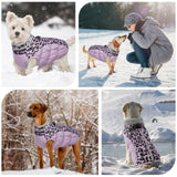 FUAMEY Dog Coat for Small Dogs,Waterproof Dog Winter Jacket with Harness Built in Puppy Cold Weather Coats Reflective Pet Vest with Zipper Warm Fleece Dogs Snowsuit Windproof Purple Leopard XS