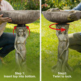 SunJet 25” High x 17” Diameter Outdoor Bird Bath with Goddess Pedestal Design - Fibre Reinforced Concrete Birdbaths for Garden, Patio, Yard, Lawn Décor