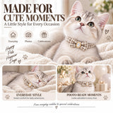 Pearl Bow Tie Cat Collar, Breakaway Adjustable Woven Pet Collar