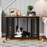 GarveeLife 48 in Large Dog Crate Furniture with Top Access Door, Heavy Duty Dog Crate Wooden Indoor Decorate Pet Cage, Indestructible Pet Dog Cage for Medium to Large Dogs
