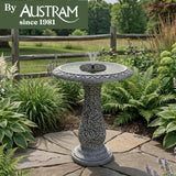AUSTRAM Pedestal Birdbath with Solar Fountain, Resin Stone Composite Outdoor Garden Decor, Standing Bird Bath for Outside Patio Yard, 23-Inch Tall, Garden Fountain, Resin Bird Baths, Hummingbird Bowl