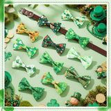 Sanwuta 60 Pcs St. Patrick's Day Dog Collar Bow Ties Bulk Shamrock Pet Bow Tie Pet Accessories Detachable Collar Charms for Small Medium Large Dogs Cat Grooming Supplies Costume