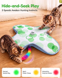 PetsBusy Automatic Hide &Seek Interactive Cat Toys for Indoor Cats,[Week-Long Big Battery] Rechargeable Smart Touch-Activated Kitten Toy with Moving Rainbow Tail for Bored Adult Cats,