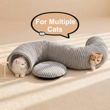 MOYMO Cat Tunnel Bed for Indoor Cats, Peekaboo Cat Cave Bed,Soft Cat Donut Tunnel for Kitten Large Cats, Grey