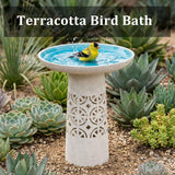 Dneuoir Ceramic Bird Bath for Outside, 18.5 Inch Tall Outdoor Birdbath, Lightweight Aesthetic Hollow Bird Baths with Detachable Large Bowl for Outdoors, Garden, Floor, Balcony, and Lawn