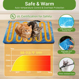 PETIMBER Heated Cat House for Outside - Insulated Outdoor Cat House Weatherproof, Clawsable Feral Cat Shelter with Heated Pad, Escape Doors, Transparent Window, Side Pockets, for Multiple Cats,Large