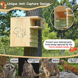 INRLKIT Extra Large Squirrel Boxes for Outside with Exterior Porch, Large Squirrel House for Outside, Wooden Squirrel Nesting Box for Chipmunks and Small Animals, Easy Assemble