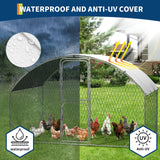 Garvee Large Metal Chicken Coop 6.5 ft Metal Chicken Run with Waterproof UV Resistant Cover & Double Doors, Walk-in Poultry Coop for Yard