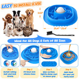 2-in-1 Slow Feeder Dog Bowl with Rolling Ball, Interactive Lick Bowl Toy for Dogs & Cats, Anti-Gulp Maze Feeder with Suction Base for Wet Food, Bone Broth & Treats, Anxiety Relief Enrichment Toy-Blue
