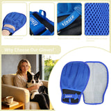 VINGER Pet Hair Removal Glove for Cats & Dogs, Electrostatic Pet Hair Gloves with Adjustable Wristband, Five-Finger Magic Brush Remover Tool for Laundry, Carpet, Couch, Car Seats & Clothing (Blue)