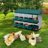 Garvee Chicken Nesting Boxes, 10 Hole Metal Chicken Laying Box with Removable Trays and Roll Out Egg Collection for Chicken Coop, Green