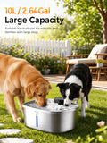 Pokpet 10L Cat Dog Water Fountain, Stainless Wireless Pet Water Bowl