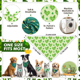 Cresue 100 Pcs St. Patrick's Day Dog Bandanas Bulk Shamrock Pet Scarves Lucky Adjustable Bibs for X-M-L Dogs Washable Holiday Puppy Kerchief for Groomers Shelters