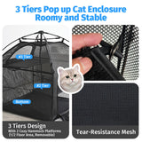 Catio Outdoor Cat Enclosure Pop up Cat Tower Tent Cat Playpen w/Breathable Mesh Portable Catio Kitten Pet Animal Play Pen Indoor Enclosed Kitty Patio Balcony Camping(Square)