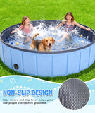 Large Foldable Dog Pool 75”x16”, EPN Heavy Duty Hard PVC Collapsible Dog Pool for Large Dogs and Kids, Leakproof Non-Slip Pet Wading & Bathing Tub with Drain, for Indoor & Outdoor Use