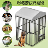 Large Outdoor Dog Kennel with Waterproof Cover, Large Dog House with Feeding Doors, Heavy Duty Dog Enclosures for Garden Backyard Courtyard（4×4×6FT）