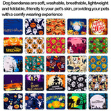 JpGdn 100PCS Halloween Dog Bandanas Bulk Kerchief Triangle Bibs Scarves Scarfs Pumpkin Bats Ghost Spider Owls Pattern for Girl Boy Small Medium Large Puppies Doggie Cat Halloween Grooming Costume