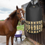 MIYABALA Hay Bags for Horses, Cylindrical Slow Feed Hay Bag with Rounded Diamond Nets Design for Goats,Horse,Donkey,Large Easy-Fill Top with Drawstring and Adjustable Strap