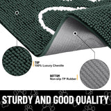 Smiry Dog Door Mat for Muddy Paws, Absorbent Dirt Trapper Non Slip Quick Dry Washable Chenille Mat for Mud Dogs, Entry Rug for Indoor and Outdoor (59x24 Inches, Green and White)