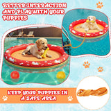 Gemscream 55 x 35'' Inflatable Dog Pool Float Set, Large Dog Float Raft up to 100lbs with Fetch Chew Toy and 2 Squeaky Balls for Summer, with Air Pump & 5ft Woven Ribbon, Outdoor Training, Swim & Play