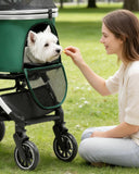 GTPLAYER Pet Stroller for Dogs & Cats, 3-in-1 Foldable Pet Strollers with Detachable Carrier, 360° Swivel Front Wheels & Rear Brakes, Up to 45 lbs, Green