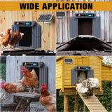 GROPOW Automatic Chicken Coop Door, Extra Large Size, Anti-Pinch Design,Programmable Timer & Light Sensor Modes, Large LCD Display, Solar Powered Auto Chicken Door Opener (50m)