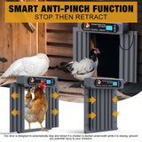 GROPOW Automatic Chicken Coop Door, Extra Large Size, Anti-Pinch Design,Programmable Timer & Light Sensor Modes, Large LCD Display, Solar Powered Auto Chicken Door Opener (50m)