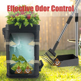 Metal Dog Poop Trash Can Outside - Small Outdoor Garbage Can with Pedal - Stainless Steel Dog Waste Container with Lid - Decorative Trash Bin (Faux Plant) - Hidden Trash Bucket - Black & Flower