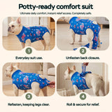 PetWarm Dog Bodysuit, Recovery Suit for Dogs, Underwater World, Blue, XS