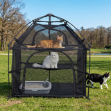 Catio Outdoor Cat Enclosure Pop up Cat Tower Tent Cat Playpen w/Breathable Mesh Portable Catio Kitten Pet Animal Play Pen Indoor Enclosed Kitty Patio Balcony Camping(Square)