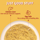 Just Try 4.23 OZ Cat & Dog Food Toppers with Chicken Liver Freeze Dried Egg Yolk for Picky Eaters Iron Support Grain Free High Protein Meal Toppers