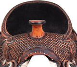 FEED N CARE Western Leather Horse Saddle Comfy Horse Seat Ranch Roping Saddle Tree Trail Racing Hand Tooled Comfort Barrel Tack Size 10 to 18 Inch Seat (Dark-Antique, 17" Inch)