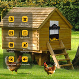 Automatic Chicken Coop Door Solar Powered with 2K Camera & Night Vision, IP65 Wireless Auto Door Opener, 6-Month Battery, APP Control, 2-Way Audio, Anti-Pinch Design (Black)