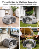 Pecute Cooling Cat House, with Cooling Mat for Small Dogs, Indoor Cat Bed with Insulation and 6 ice Packs Cooling for Cat and Dog, Foldable Outdoor Cat House for Hot Summer Days, M, Gray