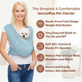 AnccoPlus Dog Carriers for Small Dogs, Front Facing Dog Sling Carrier, Hands Free Cat Carrier, Size Adjustable, Reducing Back Pain, Premium Cotton, Safe and Soft Dog Carrier (Regular, Baby Blue)