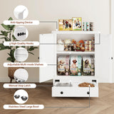 Dog Feeding Station with Storage, Metal Dog Food Storage Cabinet with 2 Elevated Bowls and 3 Hooks, Pet Feeding Station and Dogs Food Storage Organizer