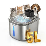 Pokpet 5L Cat Dog Water Fountain,Stainless Wireless Fountain