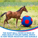 VercanMonth Giant 40 Inch Herding Ball with Ball Cover Anti Burst Please Watch VCR for How to Inflation Horse Toys for Horses Entertainment Play, Pump Included (Stylish, Blue)