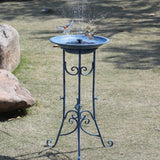 SMQLJXC Multifunctional Solar Bird Bath for Outside, Metal Birdbath Stand and Solar Fountain Bird Bath Bubbler Combo Set, Solar Birdbaths for Outdoors Garden Lawn Yard Decor（Blue）