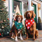 Raisingwell Christmas Dog Bandanas 2 Pack, 4 Pattern Reversible Holiday Bandana for Boy and Girl, Dog Scarf for Medium and Large Breed Dogs | Chritmas Gift | Reindeer | Santa Claus | Tree |