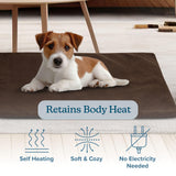 Self Warming Cat Mat - 36x24in Thermal Dog Crate Pad with Removable Washable Sherpa Cover and Reflective Insulation Layer for Self Heating - Pet Supplies for Medium Dogs and Cats by PETMAKER (Brown)