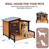 RUNSHED Insulated Outdoor Dog House for Small and Medium-Sized Dogs, Weatherproof Wooden Shelter with Elevated Floor & Ventilation, Easy Assembly (39.3” L x 37.5” W x 30” H)